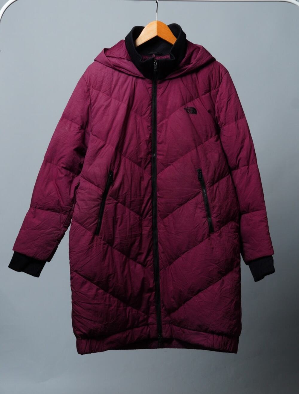 The North Face Purple Red Longline Parka Down Coat Women's L